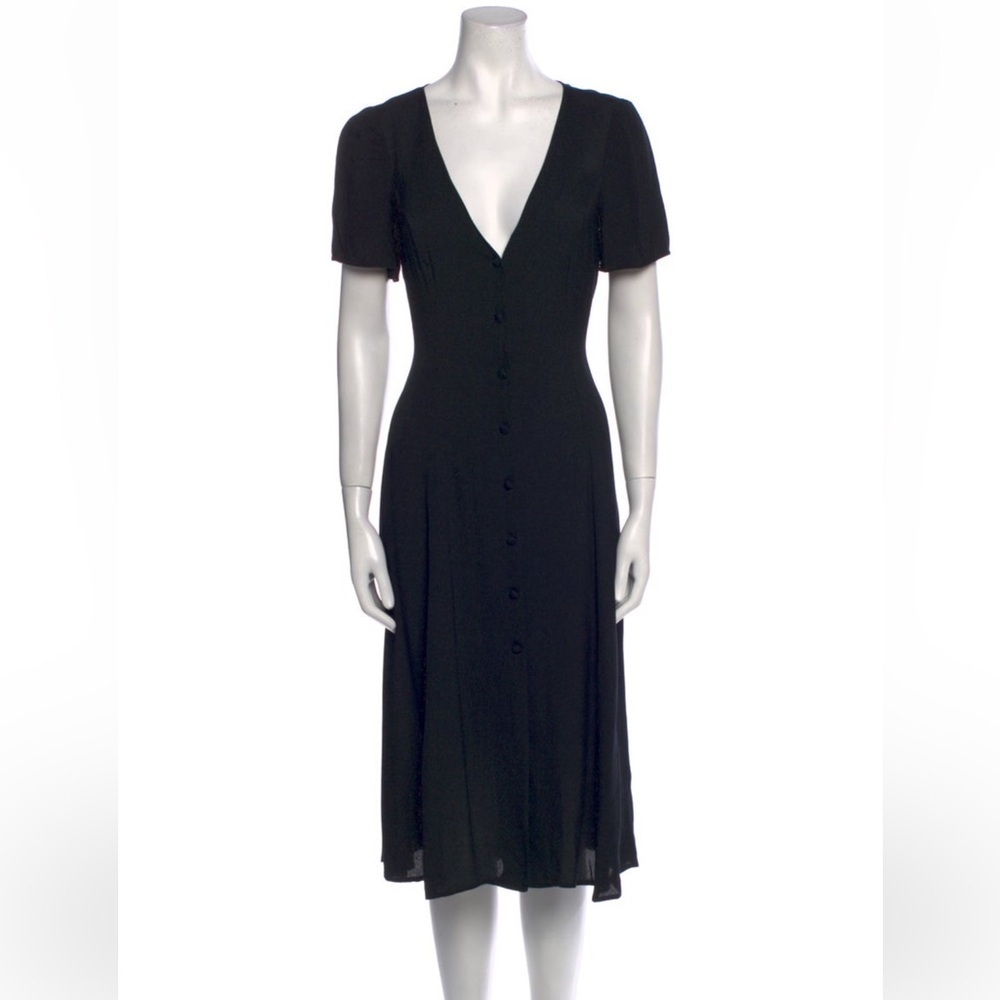 SOLD Reformation black V neck midi dress size 4